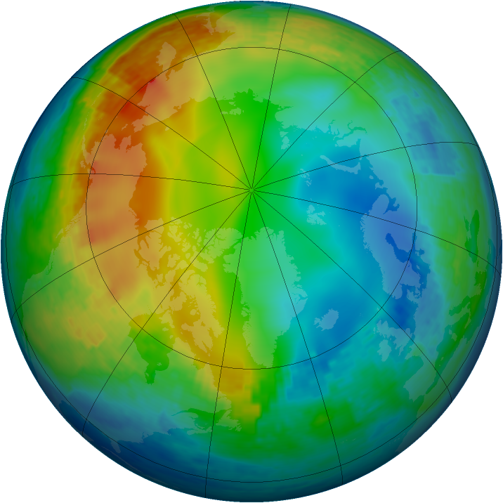 Arctic ozone map for 12 December 2001
